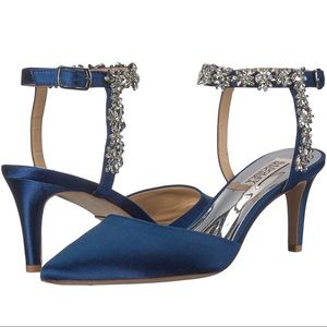 Badgely Mischka Navy satin Esmerelda heels